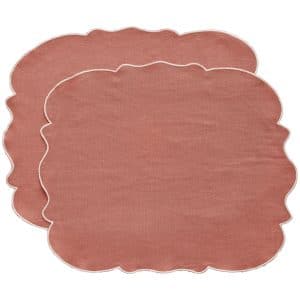 Decotique Gia dækkeserviet hør 45 Ã 35 cm 2-pak, rosa/hvid